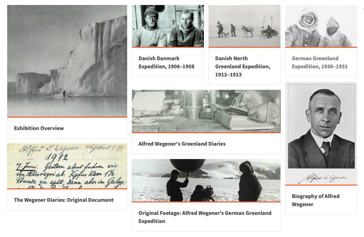 Screenshot of the virtual exhibition "The Wegener Diaries"